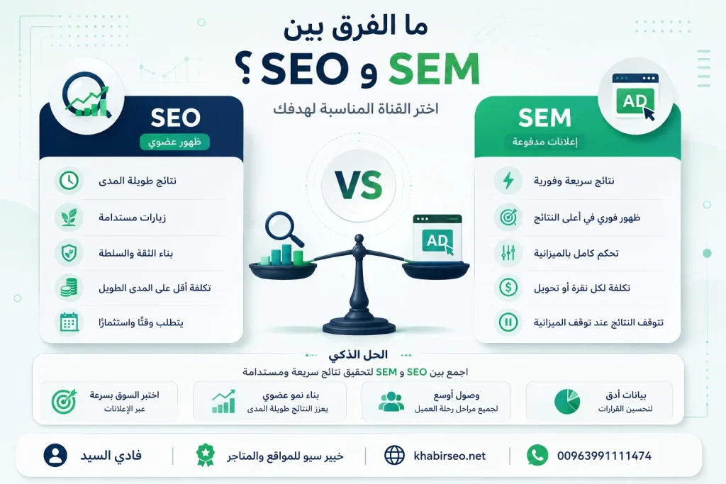 مقارنة بين SEO و SEM