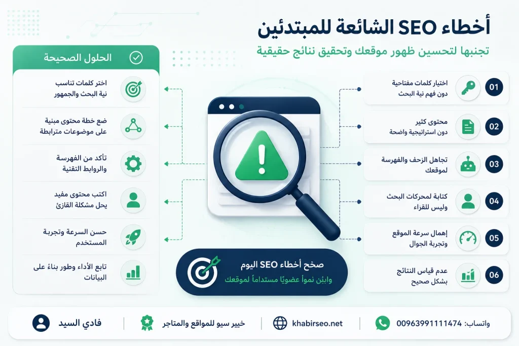 أخطاء SEO الشائعة التي يجب على المبتدئين تجنبها